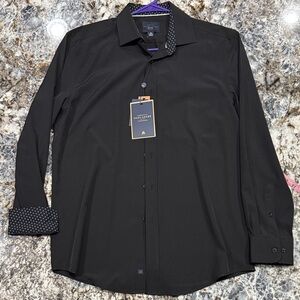 Marc Asher Dress Shirt Mens Size M Black Stretch Performance Nylon